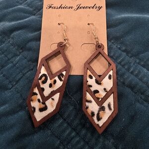 Leopard Print Wooden Earrings
